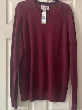 NWT Original Penguin Men's Textured Cotton Crewneck Sweater XL Tawny Port Maroon